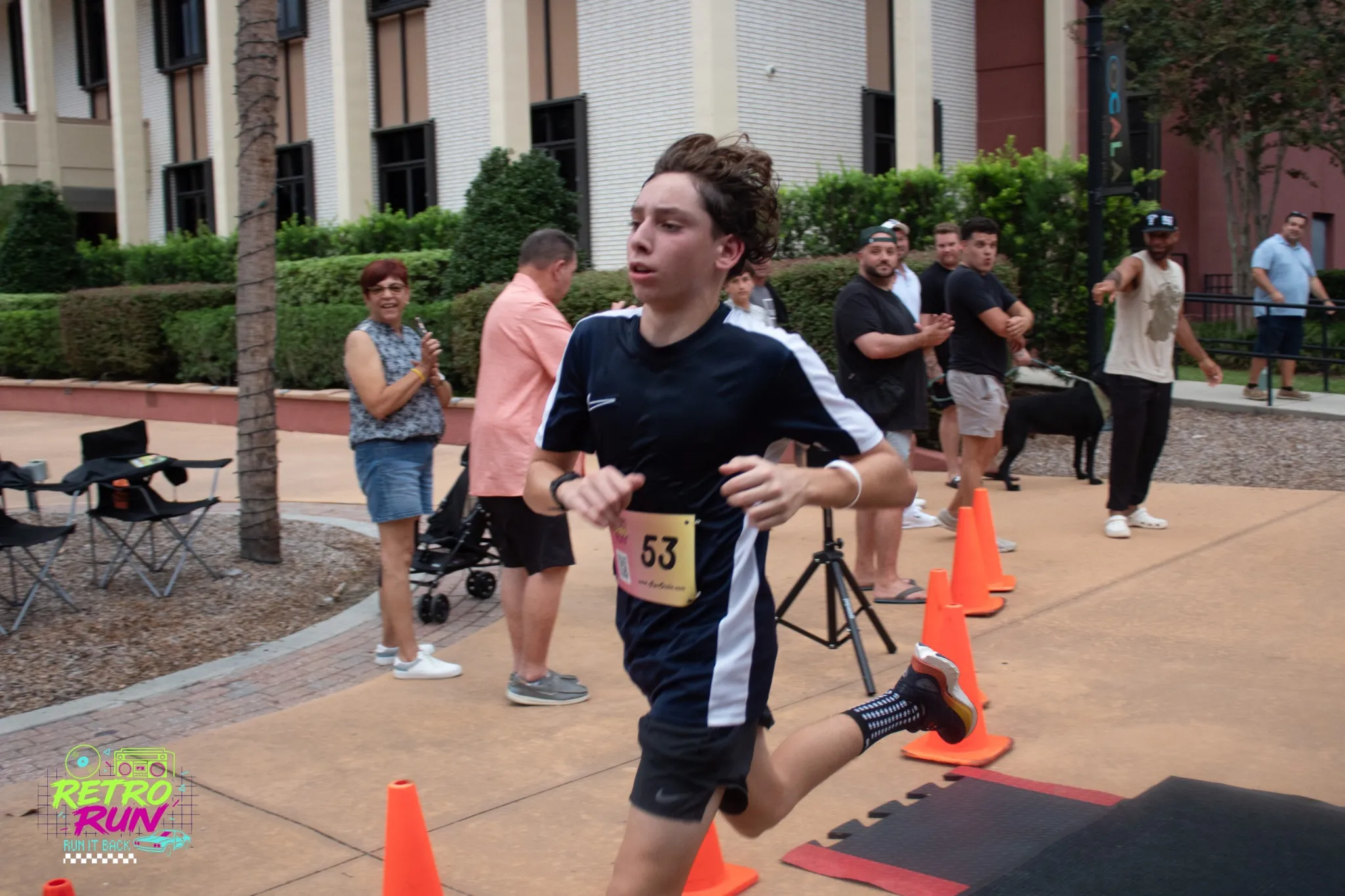 Lucas Morrow running during the Retro Run 5K race