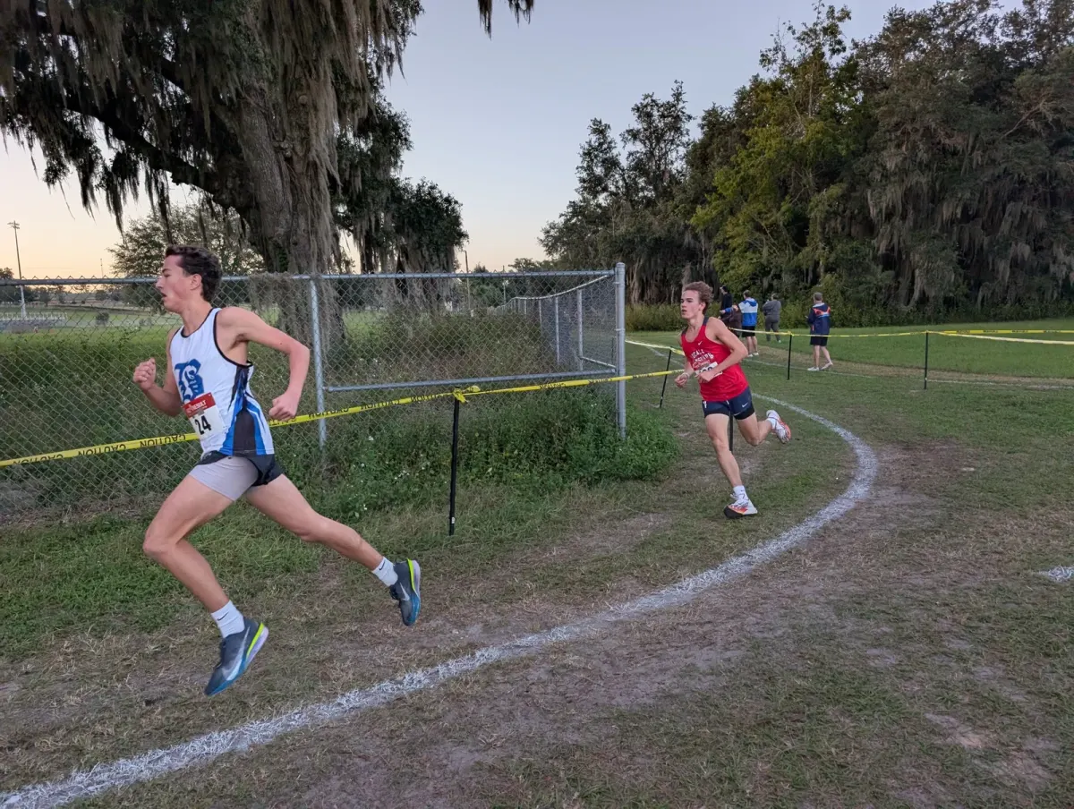 Belleview High School sophomore Asher Inman racing at the 2026 Marion Athletic Conference cross country championships